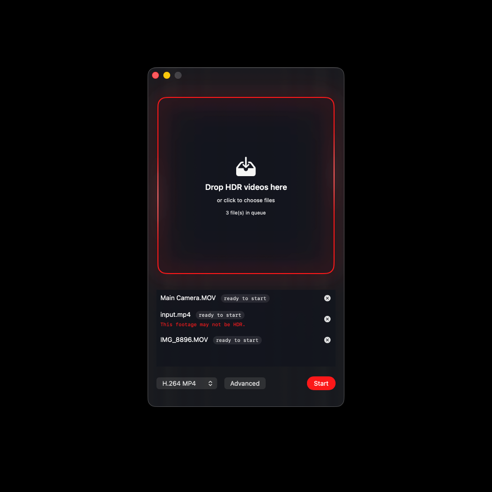 HDR→SDR app interface